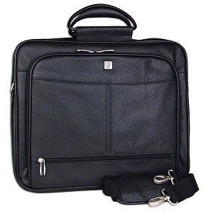 V7 Executive Leather Notebook Case w/Shoulder Strap - 15.4"